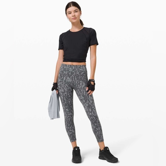 Lululemon Wunder Train High Rise Tight 25" Camo Black Asphalt Grey Legging 4‎ - Picture 1 of 6